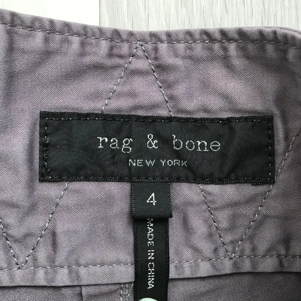 RAG & BONE PURPLE CHINO PANT BUTTON BELT STRAIGHT LEG WOMENS 4
